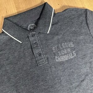 St Louis Cardinals Polo Shirt Mens Large Black Knit '47 Brand Baseball Team New